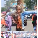 आक्रोशित भाजपा कार्यकर्ताओं ने लंढोरा चौराहे पर फूंका विधायक उमेश कुमार का पुतला, की नारेबाजी
